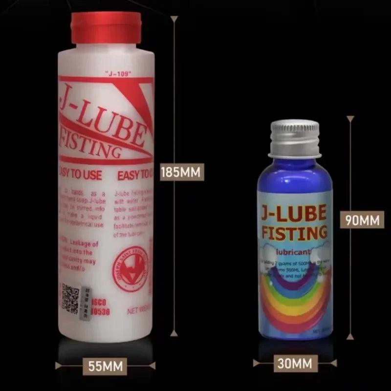 Rear or angled view of fisting j-lube concentrated gel oil for ultimate pleasure