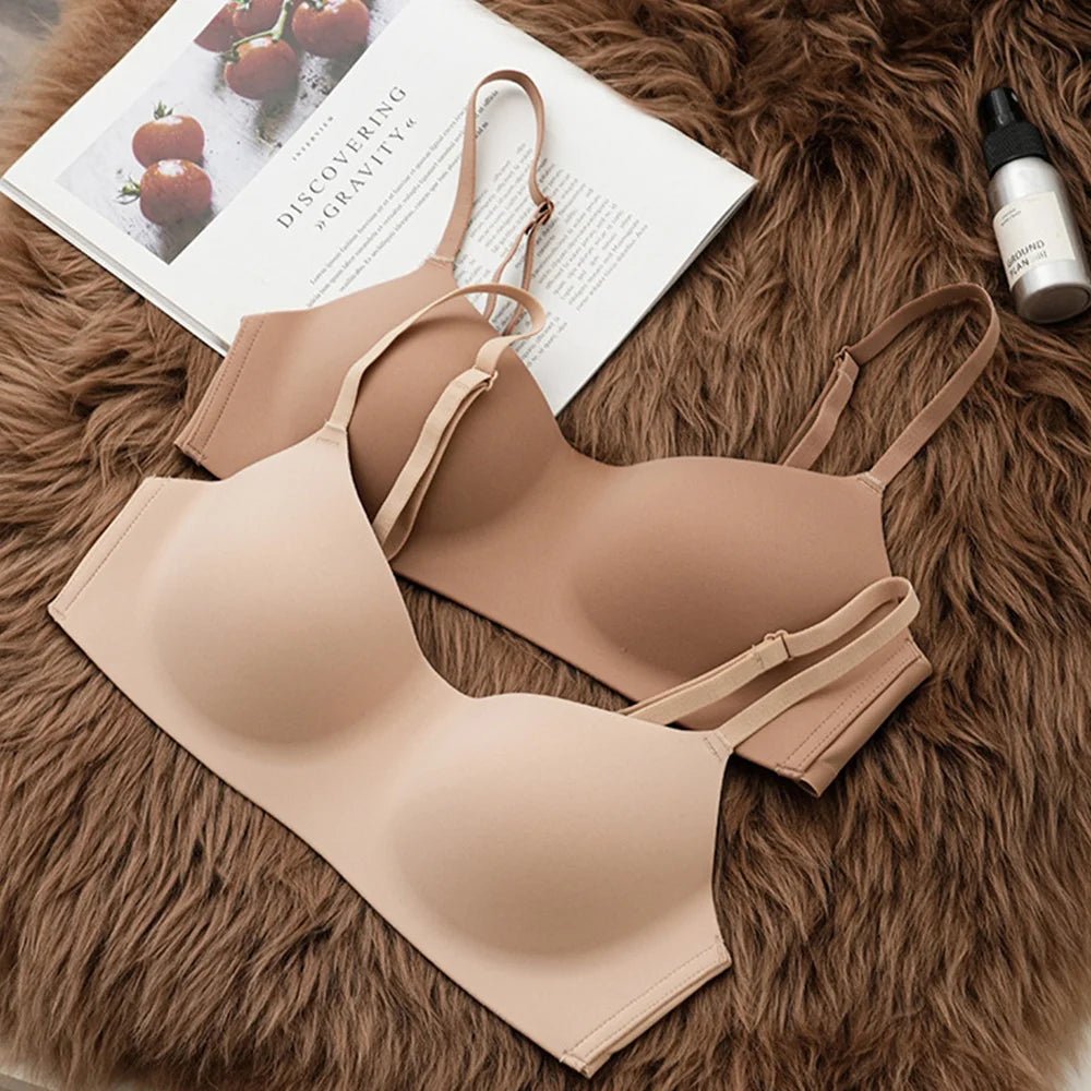 Front view of women's bras breathable seamless push-up tube top on white background