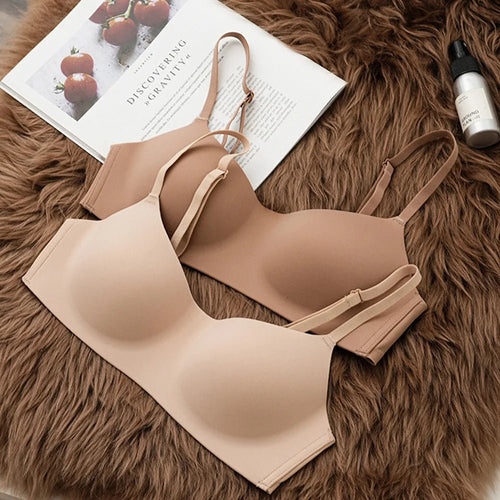 Front view of women's bras breathable seamless push-up tube top on white background