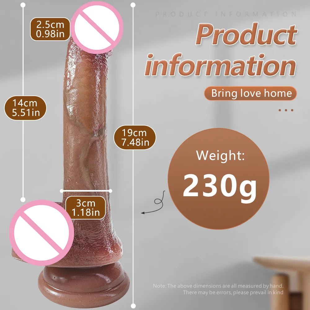 Size comparison of black realistic silicone sliding testicles foreskin g spot stimulate with scale reference