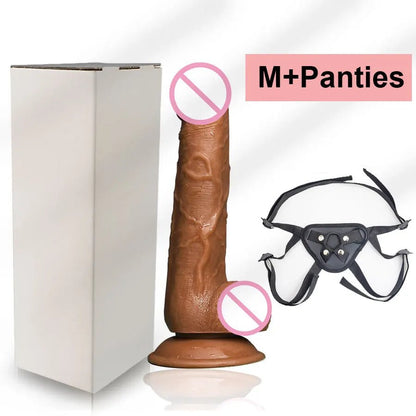 Lifestyle or context shot of realistic huge toy for woman suction cup soft skin touch