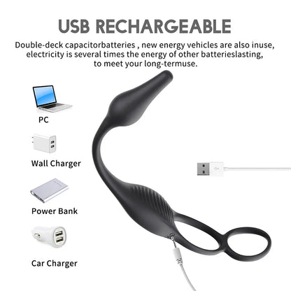 Side profile of vibrating plug showing ergonomic shape