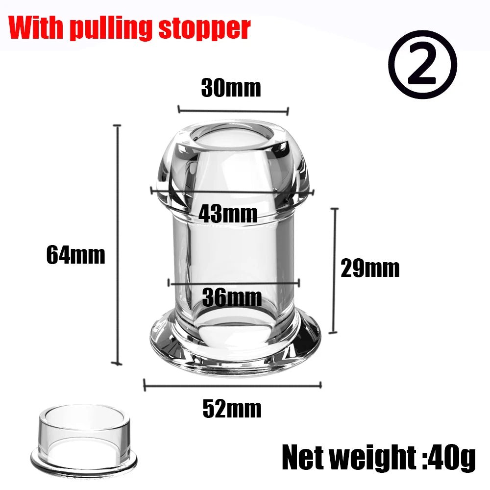 Size chart for hollow silicone plug range