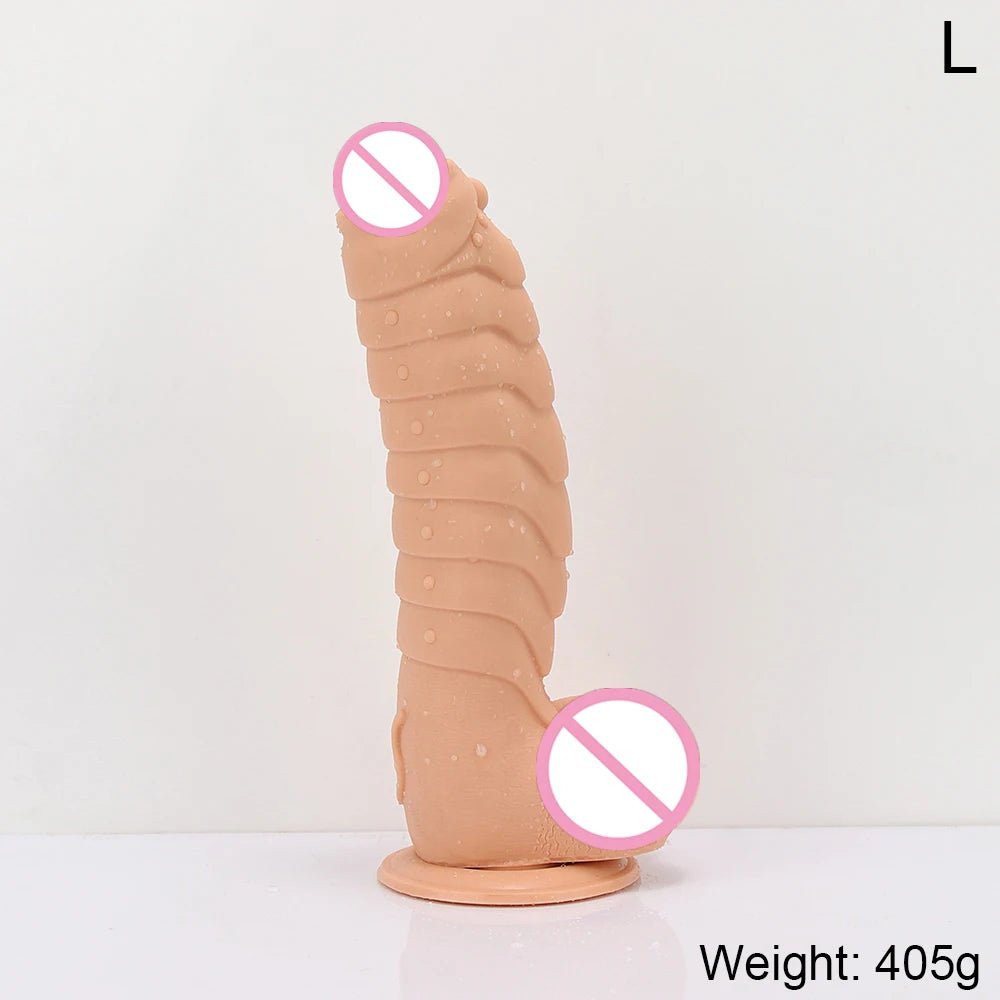 Front view of xxl huge realistic dragon scales with suction cup enjoyment on white background
