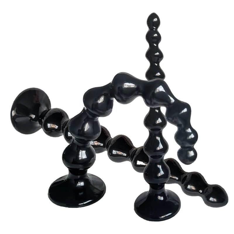 Side view of beaded adult toy showing bead spacing