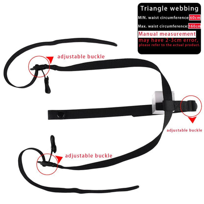 Harness adjustment straps and buckles