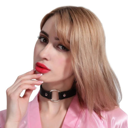 Colour and variant options available for sexy leather punk rivets necklace for fetish role play gift
