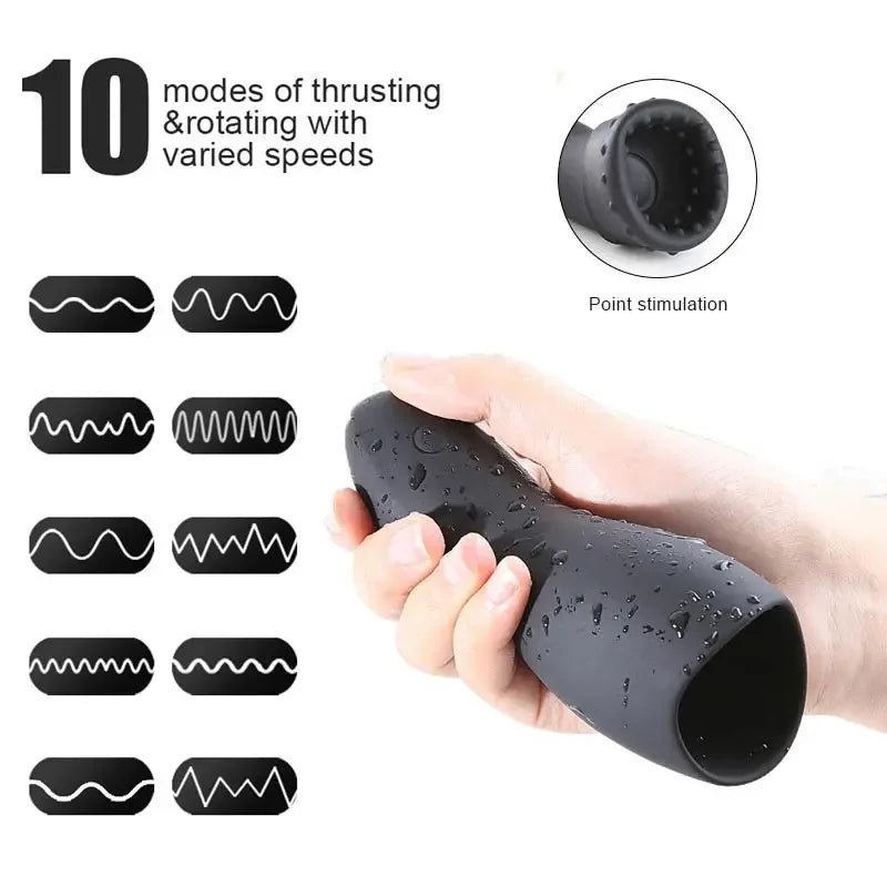 Size comparison of intimate mouth for blowjob with juice male pleasure toy with scale reference