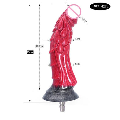 Detail shot of base or attachment on rough beast silicone animal toy for ultimate pleasure experience