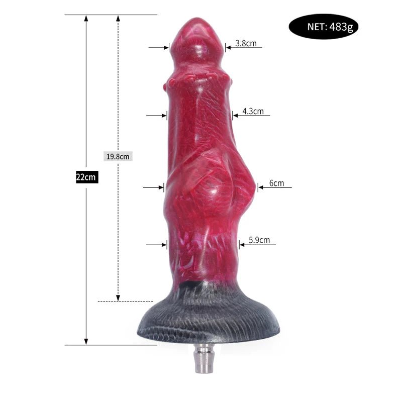 Side profile of rough beast silicone animal toy for ultimate pleasure experience showing shape and proportions