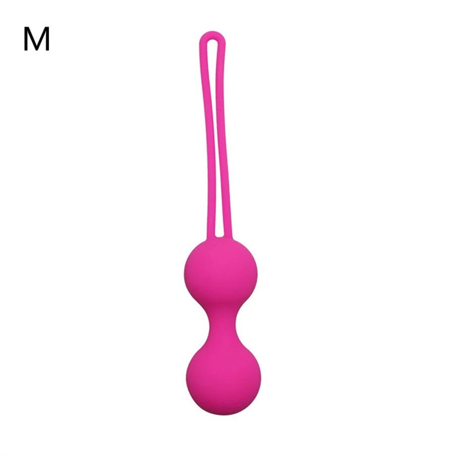 Kegel trainer showing attachment cord or retrieval string