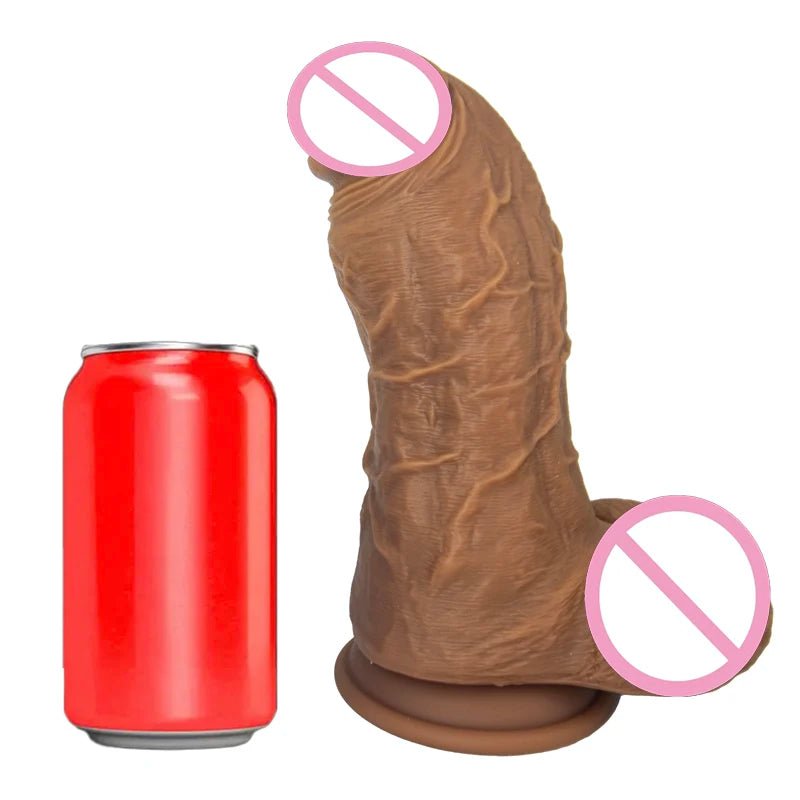 Side profile of realistic veins big toy liquid silicone suction cup showing shape and proportions