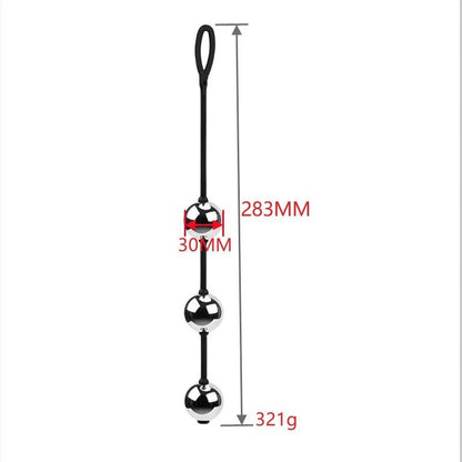 Kegel trainer showing attachment cord or retrieval string