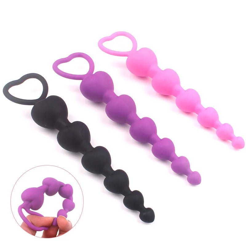 Heart-shaped bead silicone adult plug
