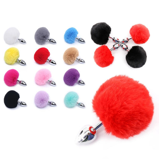 Rabbit Tail Butt Plug – Metal Anal Plug for Plush Roleplay & Stimulation