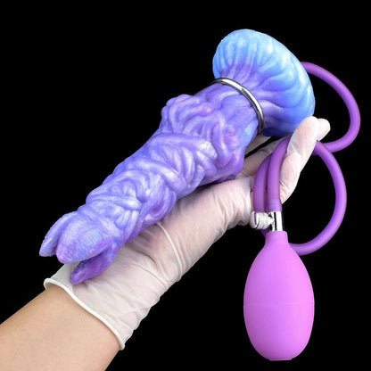 Side profile of colmiss silicone pneumatic ovipositor for unique pleasure experience showing shape and proportions