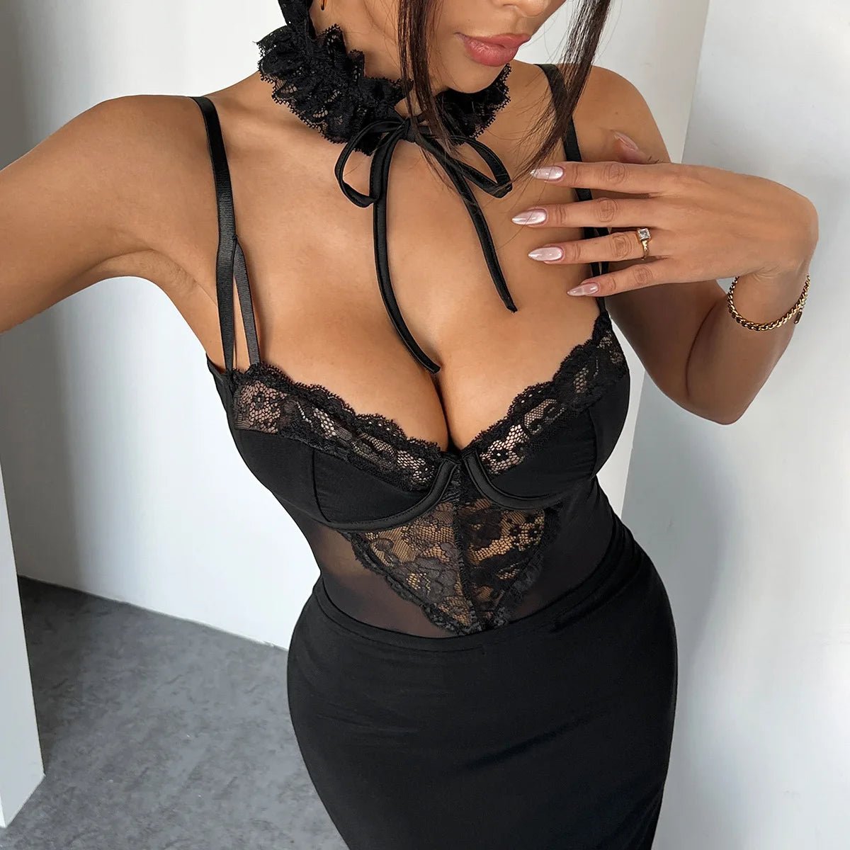 Rear view of lingerie showing back design