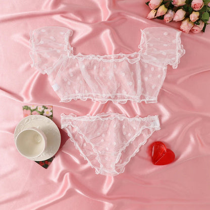 Lingerie set components laid flat
