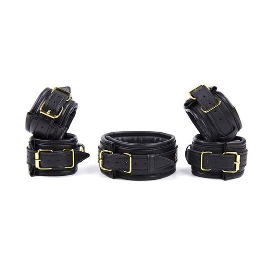 1Pcs 5In1 Handcuffs Ankle Cuffs Collar Bondage Kit