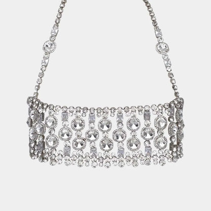 Side profile of stone fans round top jewellery woman 2024 rhinestone showing shape and proportions