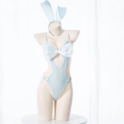 Colour and variant options available for sexy lace bow bunny girl uniform role play outfits set