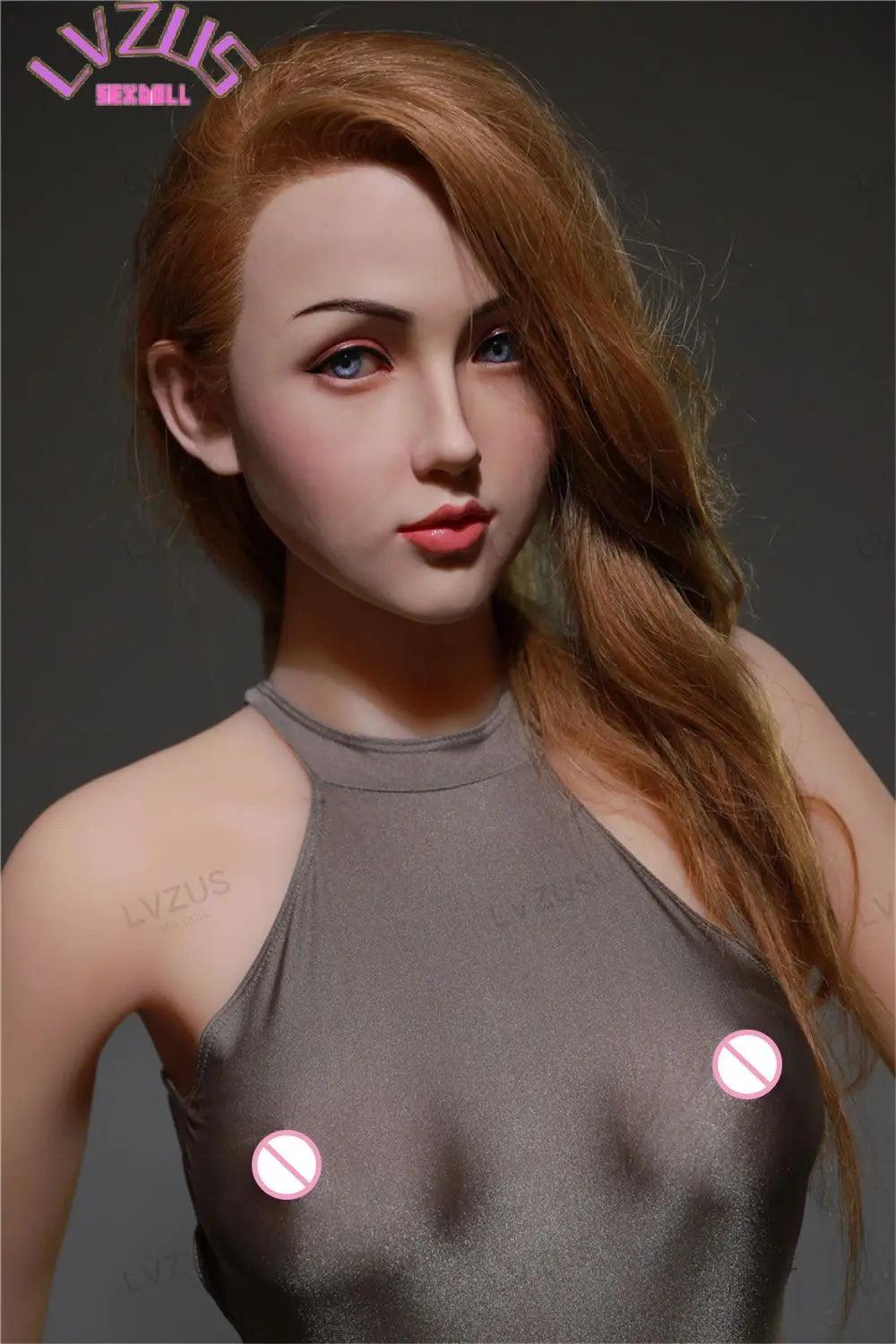 Front view of realistic tpe body with metal skeleton for ultimate pleasure on white background