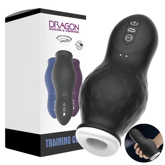 Front view of telescopic automatic suction life-like mouth for ultimate pleasure on white background