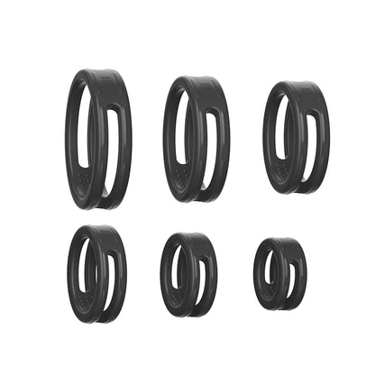 Set of rings displayed together in size order