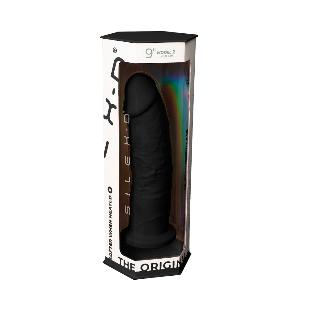 SilexD 9 inch Realistic Girthy Silicone Dual Density Dildo with Suction Cup Black